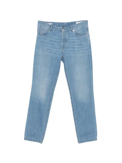 Brunello Cucinelli Embroidered Jeans In Blue