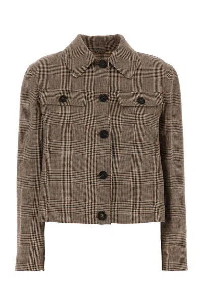 Brunello Cucinelli Embroidered Linen Blazer In Checked