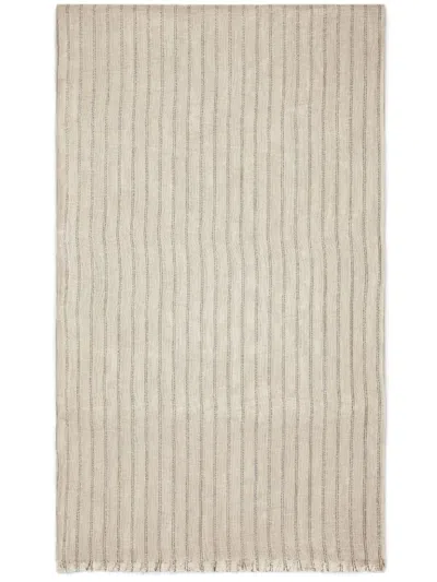 Brunello Cucinelli Embroidered Linen Scarf In Beige