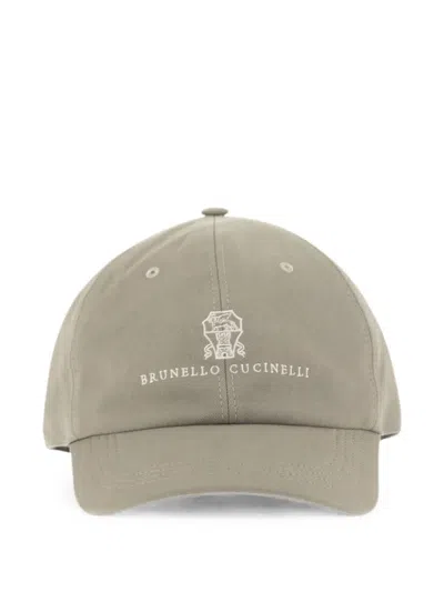 Brunello Cucinelli Baseball Cap In Garment-dyed Twisted Cotton Gabardine With Embroidered Logo In Neutral
