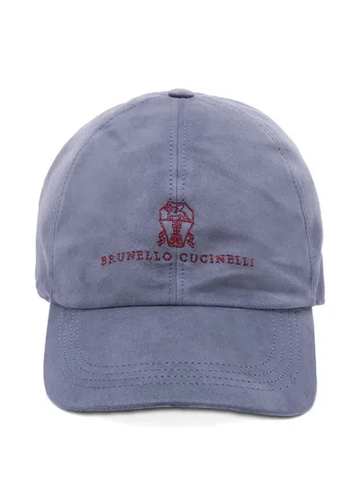 Brunello Cucinelli Embroidered Logo Cap In Purple