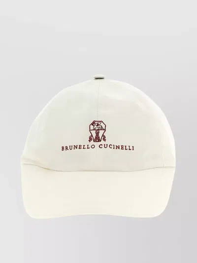 BRUNELLO CUCINELLI EMBROIDERED LOGO CAP WITH CURVED BRIM