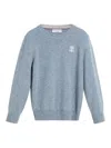 Brunello Cucinelli Embroidered-logo Cashmere Sweater In Blue