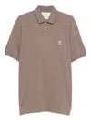Brunello Cucinelli Embroidered-logo Cotton Polo Shirt In Brown