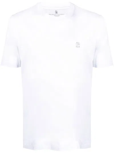 Brunello Cucinelli Logo-print Cotton T-shirt In White
