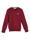 Brunello Cucinelli Embroidered-logo Crew-neck Sweater In Brown