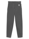 Brunello Cucinelli Embroidered-logo Cropped Trousers In Gray