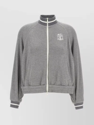 Brunello Cucinelli Embroidered Logo Lamé Sweatshirt