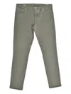 Brunello Cucinelli Embroidered-logo Leather-patch Jeans In Green