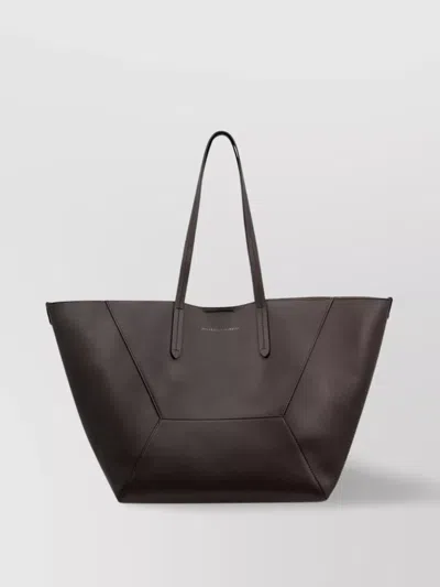 Brunello Cucinelli Embroidered Logo Leather Tote