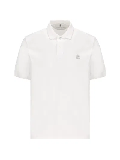 Brunello Cucinelli Ribbed Collar Polo Shirt With Piping Sleeves In Black
