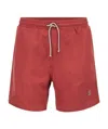 Brunello Cucinelli Embroidered-logo Swim Shorts In Red