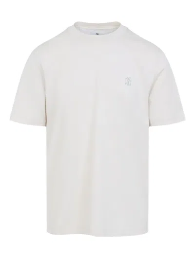 BRUNELLO CUCINELLI EMBROIDERED-LOGO T-SHIRT