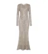 Brunello Cucinelli Women Dazzling Net Embroidery Knit Dress In Linen And Silk In Beige