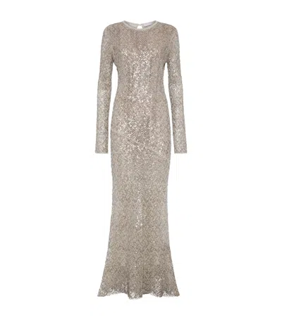 BRUNELLO CUCINELLI EMBROIDERED MAXI DRESS
