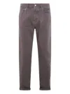 Brunello Cucinelli Relaxed Fit Trousers With Rolled Cuffs In Brown
