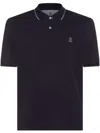 Brunello Cucinelli Polo Collared Shirt Short Sleeves In Blue