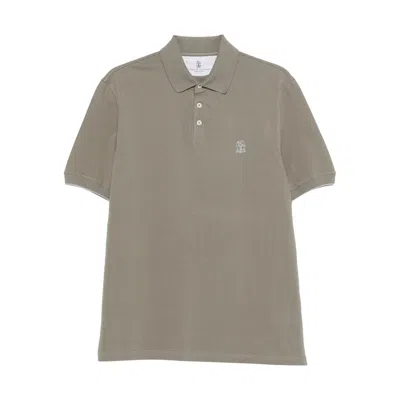 Brunello Cucinelli Embroidered Polo Shirt In Green