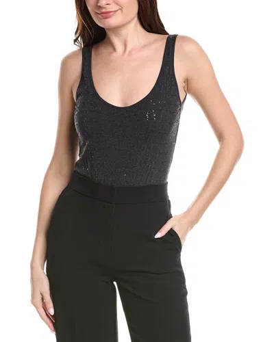 Brunello Cucinelli Embroidered Sequin Bodysuit In Grey