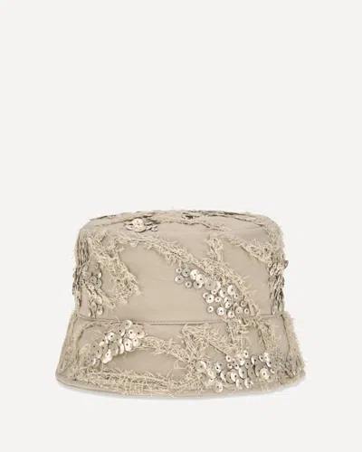 Brunello Cucinelli Sequin-embellished Frayed Bucket Hat In Neutral