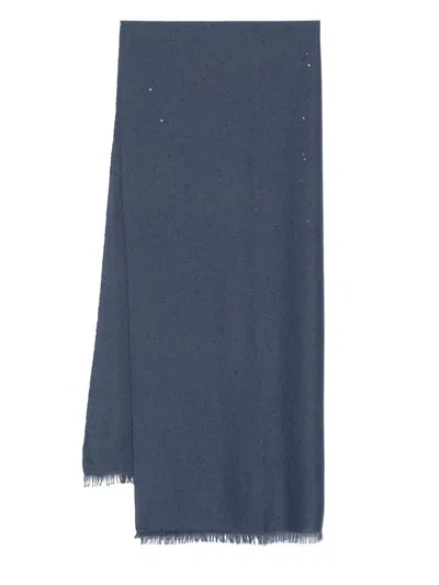 Brunello Cucinelli Embroidered Sequin Scarf In Blue
