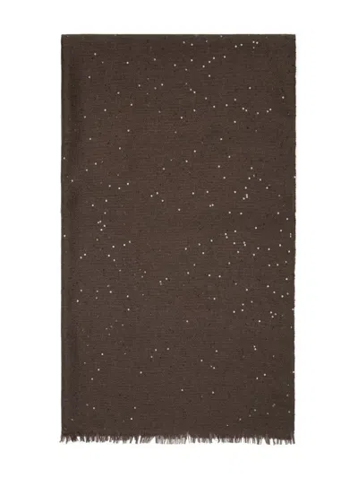 BRUNELLO CUCINELLI EMBROIDERED SEQUIN SCARF