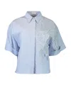 Brunello Cucinelli Embroidered Short-sleeve Shirt In Blue
