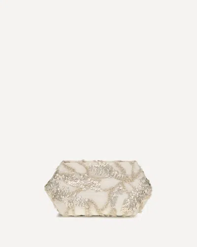 Brunello Cucinelli Embroidered Silk Organza Clutch In Beige