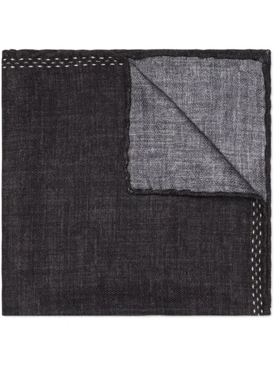 Brunello Cucinelli Silk Pocket Square In Black