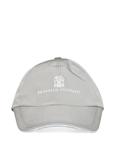 Brunello Cucinelli Embroidered Solomeo Baseball Cap In Gray