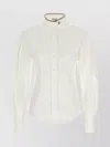 Brunello Cucinelli Stretch Cotton Poplin Shirt With Shiny Collar Detail In White