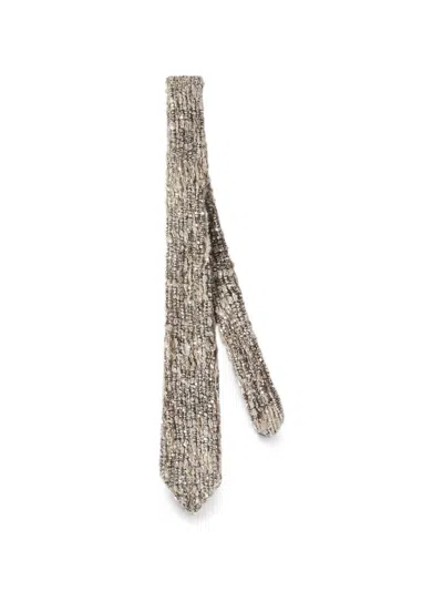 Brunello Cucinelli Embroidered Tie In Sand