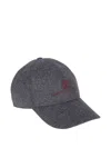 Brunello Cucinelli Embroidered Wool Cap In Gray
