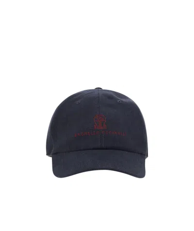 Brunello Cucinelli Embroidery Baseball Cap In Black