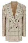 Brunello Cucinelli Checkered Double-breasted Blazer With Embroidery