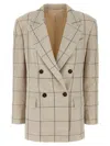 BRUNELLO CUCINELLI EMBROIDERY BLAZER BLAZER AND SUITS BEIGE