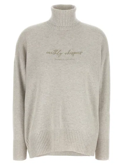 Brunello Cucinelli Embroidery Sweater In Grey