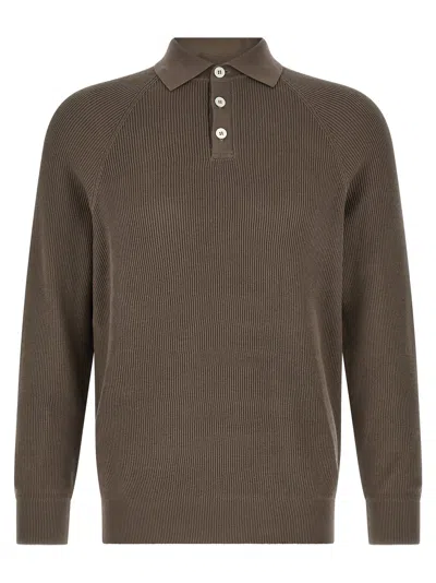 Brunello Cucinelli Brown Full Sleeves Polo