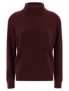 Brunello Cucinelli English Coast Turtleneck Sweater Sweaters And Cardigans Bordeaux In Multi