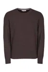 Brunello Cucinelli Cashmere Crew-neck Sweater Ribbed Finish In Brown