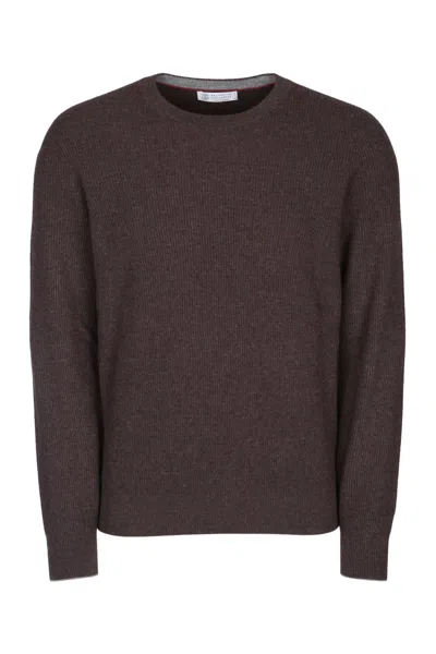 BRUNELLO CUCINELLI ENGLISH RIB CASH CREWNK SWEATER