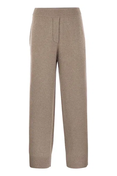 BRUNELLO CUCINELLI BRUNELLO CUCINELLI ENGLISH RIB CASHMERE AND VISCOSE KNIT TROUSERS
