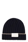 Brunello Cucinelli Men English Rib Cashmere Knit Beanie In Black