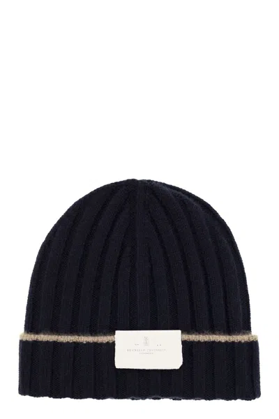 BRUNELLO CUCINELLI BRUNELLO CUCINELLI ENGLISH RIB CASHMERE KNIT BEANIE