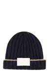 Brunello Cucinelli English Rib Cashmere Knit Beanie In Navy