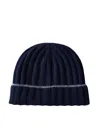 Brunello Cucinelli English Rib Cashmere Knit Beanie In Navy Blue