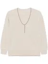 Brunello Cucinelli English-rib Cashmere Sweater In Neutrals