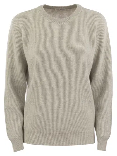 Brunello Cucinelli Ribbed Cashmere Sweater In Multi