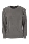 Brunello Cucinelli English Rib Cashmere Sweater With Monile In Gray