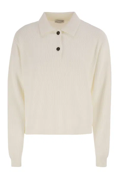 Brunello Cucinelli English Rib Cotton Polo-style Jersey With Jewellery